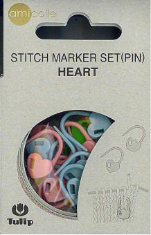 Tulip Набор маркеров для вязания Аmicolle розовый, синий, зелёный (сердце, в баночке)