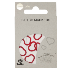 Tulip Маркер для вязания Аmicolle, 7 шт (сердце, красный, 5*6,5мм)