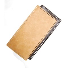 Основа для дна сумки (бежевая иск. кожа, прямоугольная + пластик) 15 *30 см