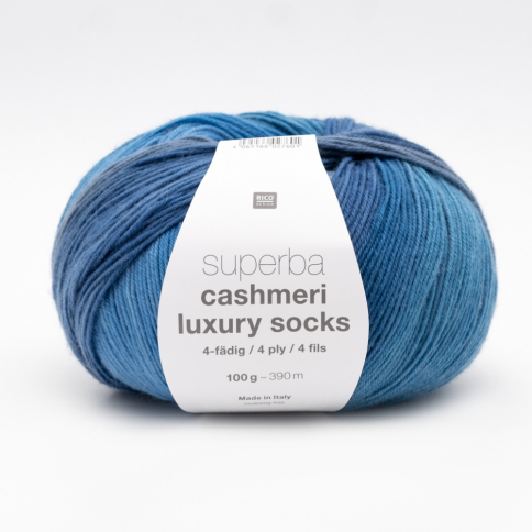  Пряжа Rico Superba Cashmeri Luxury Socks blue degrade 025 фото 1