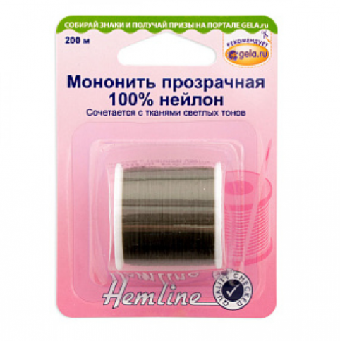  Мононить Hemline 100% нейлон прозрачная черный фото 1