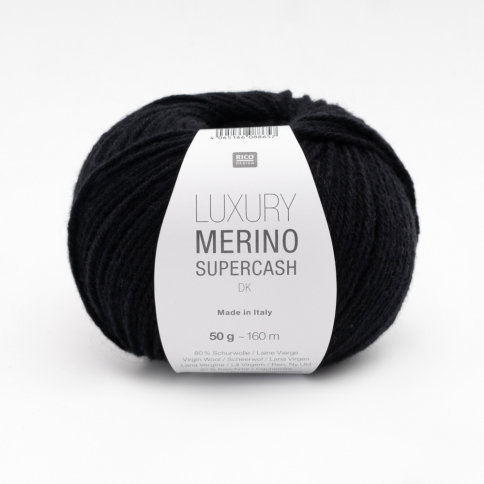  Пряжа Rico Luxury Merino Supercash DK 007 black фото 1