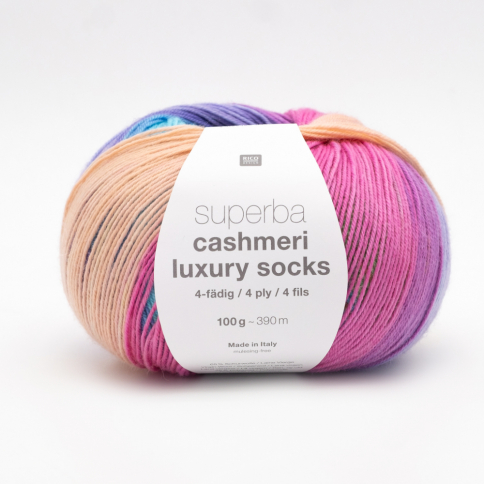  Пряжа Rico Superba Cashmeri Luxury Socks rainbow 027 фото 1