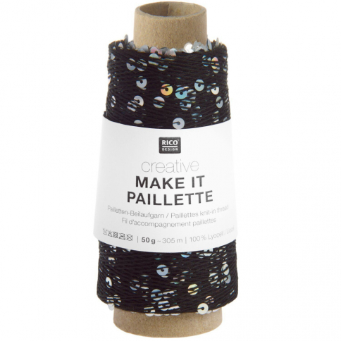  Пряжа Rico Creative Make It Paillette 012 black silver фото 1