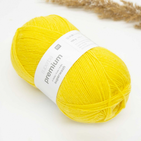  Пряжа Rico Superba Premium 4-ply 100g yellow 002 фото 1