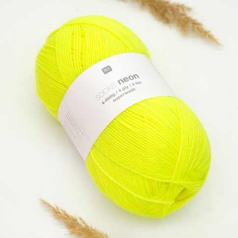  Пряжа Rico Socks Neon 4 ply yellow 001 фото 1