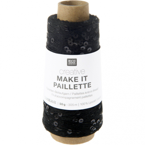  Пряжа Rico Creative Make It Paillette 006 black matt фото 1